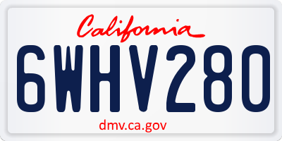 CA license plate 6WHV280