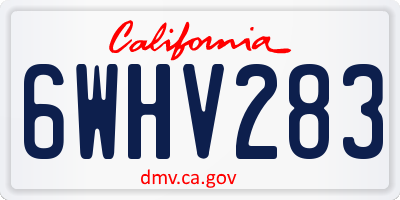 CA license plate 6WHV283