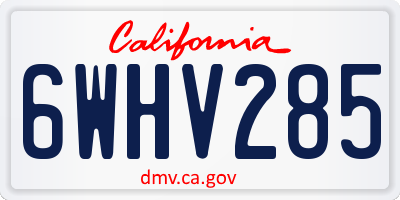 CA license plate 6WHV285