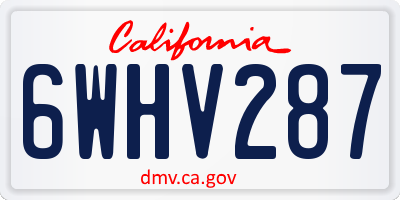 CA license plate 6WHV287