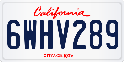 CA license plate 6WHV289
