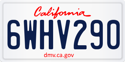 CA license plate 6WHV290