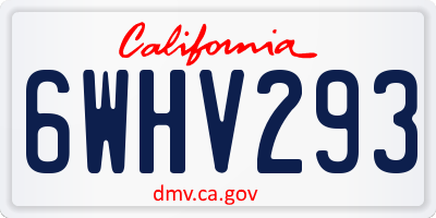 CA license plate 6WHV293