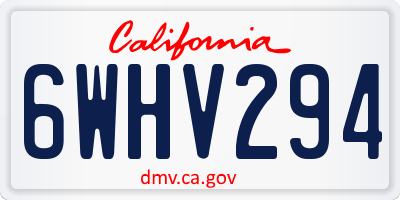 CA license plate 6WHV294
