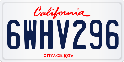 CA license plate 6WHV296