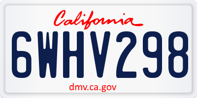 CA license plate 6WHV298