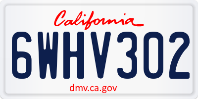 CA license plate 6WHV302