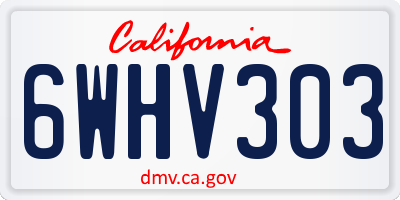 CA license plate 6WHV303
