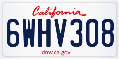 CA license plate 6WHV308
