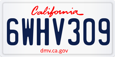 CA license plate 6WHV309