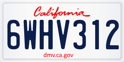 CA license plate 6WHV312
