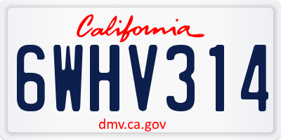 CA license plate 6WHV314