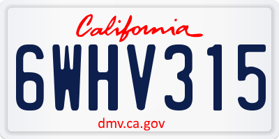 CA license plate 6WHV315