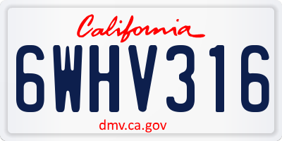 CA license plate 6WHV316