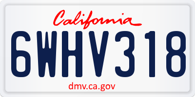 CA license plate 6WHV318