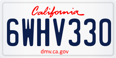 CA license plate 6WHV330