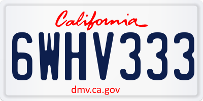 CA license plate 6WHV333