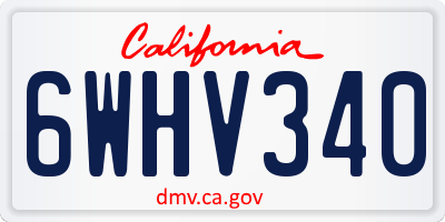 CA license plate 6WHV340