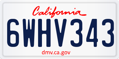 CA license plate 6WHV343