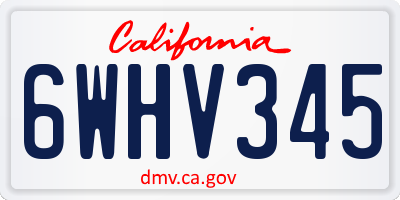 CA license plate 6WHV345
