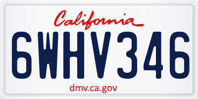CA license plate 6WHV346