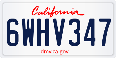 CA license plate 6WHV347
