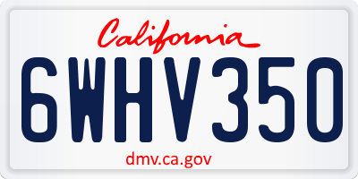 CA license plate 6WHV350