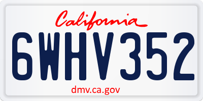 CA license plate 6WHV352