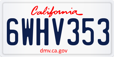 CA license plate 6WHV353