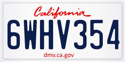 CA license plate 6WHV354