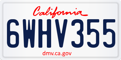 CA license plate 6WHV355