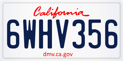 CA license plate 6WHV356