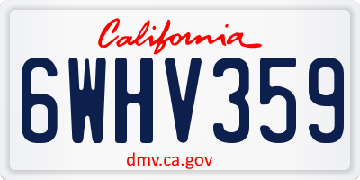 CA license plate 6WHV359