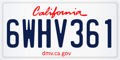CA license plate 6WHV361