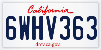CA license plate 6WHV363