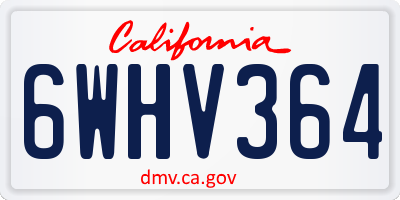 CA license plate 6WHV364