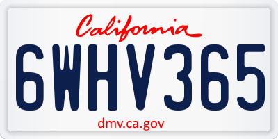 CA license plate 6WHV365