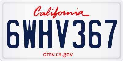 CA license plate 6WHV367
