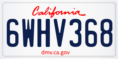 CA license plate 6WHV368