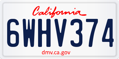 CA license plate 6WHV374