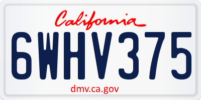 CA license plate 6WHV375