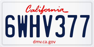 CA license plate 6WHV377
