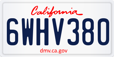 CA license plate 6WHV380