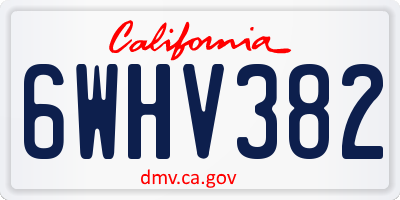 CA license plate 6WHV382