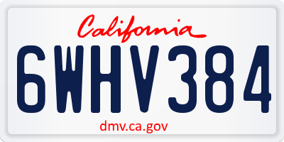 CA license plate 6WHV384