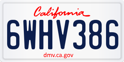 CA license plate 6WHV386