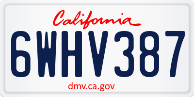 CA license plate 6WHV387