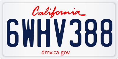CA license plate 6WHV388