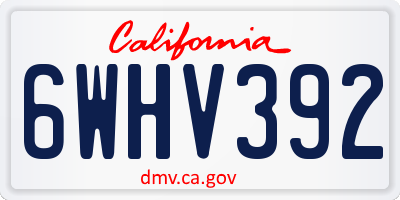 CA license plate 6WHV392