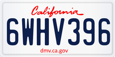 CA license plate 6WHV396